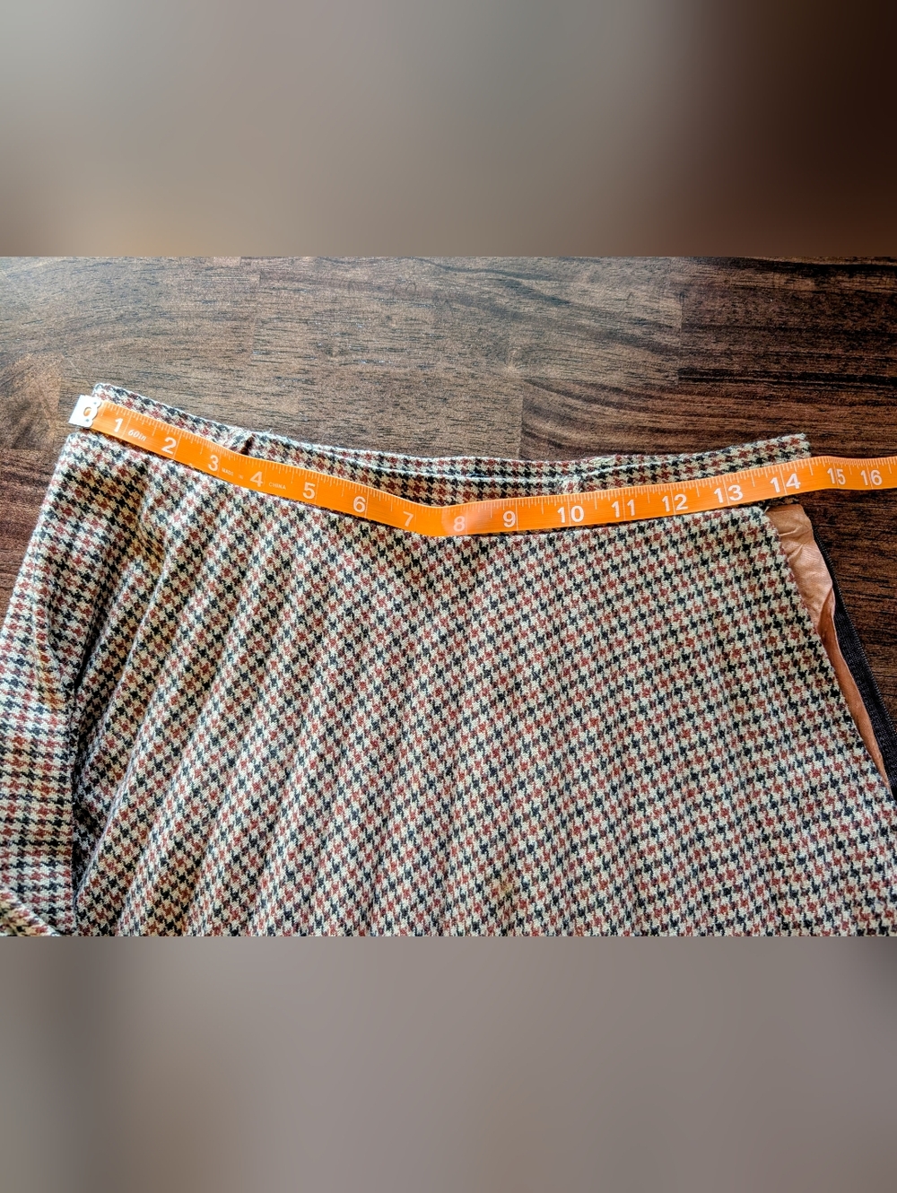 Vintage Pleated Houndstooth Wool Blend Midi Skirt - Picture 4 of 8